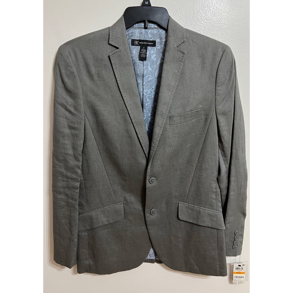 INC Concepts Gray Linen Jacket & Pants